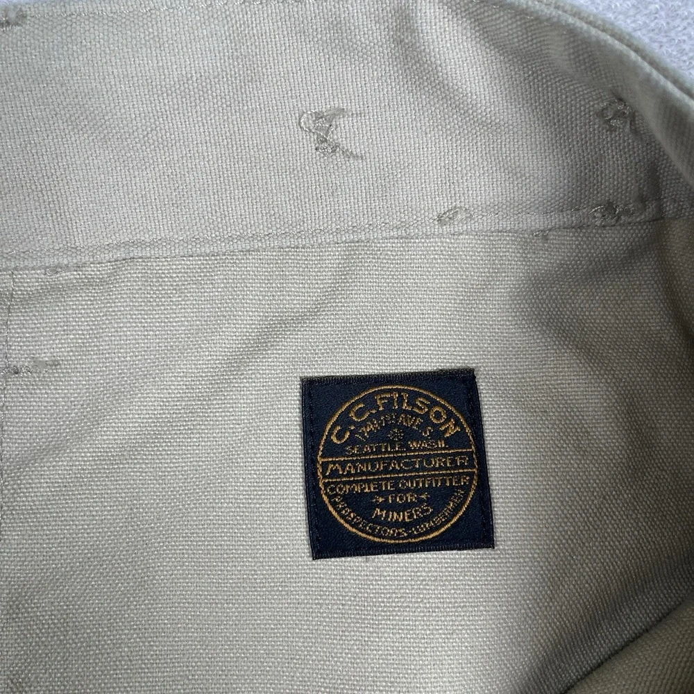 Filson Mens Size 38 Canvas Utility Chino Shorts Button Fly Suspender Buttons